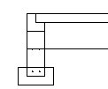 Schematisk bild som visar en detalj av ett byggprojekt, troligen en konstruktionsdetalj.