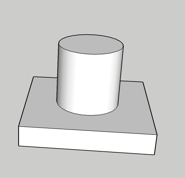 En 3D-modell av en föreslagen plintgrund med en rund pelare monterad på en kvadratisk platta.