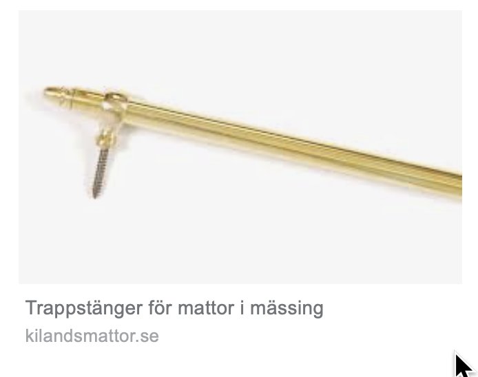 Messingtrappstång för mattor med synlig gängad ände.