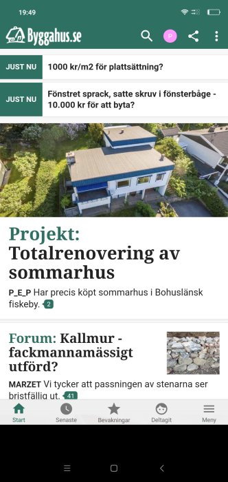 Flygbild på nyinköpt sommarhus i Bohuslän som ska totalrenoveras