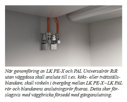 Installation av LK PAL-rörsystem i vägg med flera anslutningar och en blandare monterad upptill.