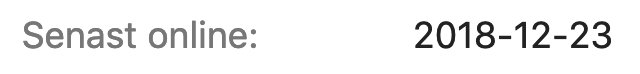 Text som visar "Senast online: 2018-12-23".