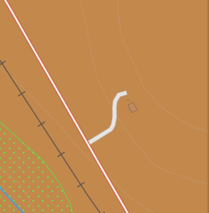 Karta som visar postglacial sand-grusmark med markering där användaren grävt.