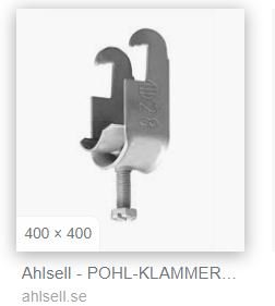 Metallisk polklammer med skruv för att fästa slang och kabel på en ankarskena.