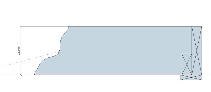 Teknisk ritning som visar upplägg och urjackningar för golvreglar i ett byggprojekt.