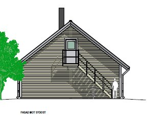 Illustration av gaveln på ett hus med en mindre brant trappa jämfört med ritningen nämnd i inlägget.