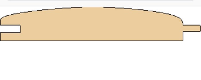 Schematisk illustration av rundad stockpanel som planeras användas för husfasaden.