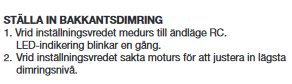 Instruktioner för inställning av bakkantsdimring för ljusinstallation