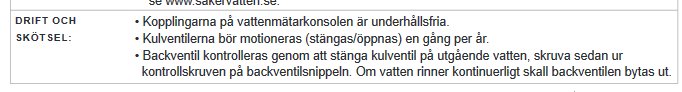 Skärmdump av monteringsanvisningar om underhåll av kulventiler och bakventiler från Vatette.