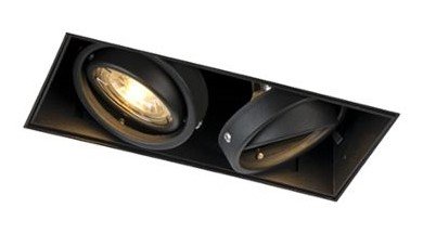 Spotlight från Designlight, Q-3 MW, svart rektangulär armatur med två riktbara ljuskällor.