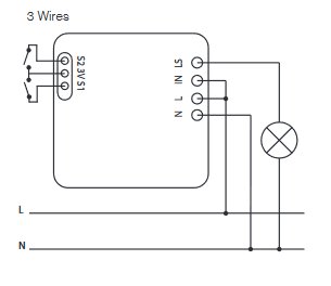 Elektrisk kopplingsschema som visar en enhet som kräver en neutralledare för att fungera.
