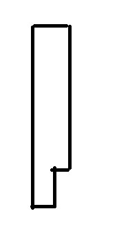Schema för utfackning nedtill på en stolpe avsedd för montering mot en altankant.