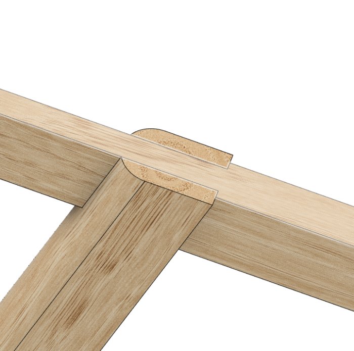 Enkel träfog mellan två trästycken, potentiellt förstärkt med ekdowels.