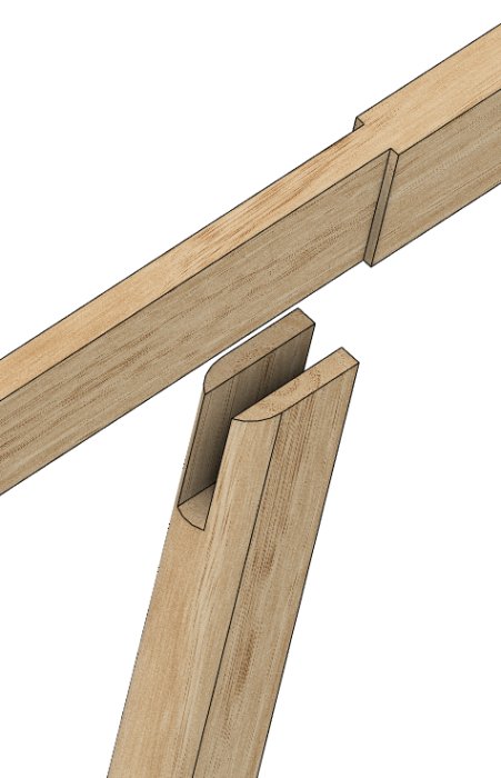 Enkel träfog med två sammanfogade trästycken och utrymme för förstärkning med ekdowels.
