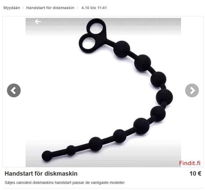 Svart handstart för diskmaskin med flera runda knoppar och en ögla, till salu på Findit.fi.