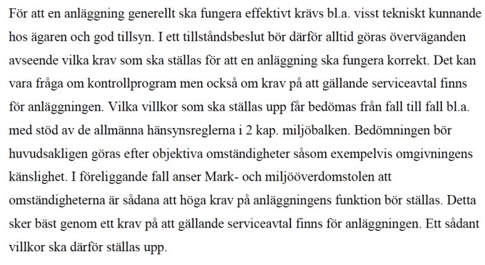Skärmdump av en text som diskuterar MÖDs dom om krav på serviceavtal för avloppsanläggningar enligt miljöbalken.