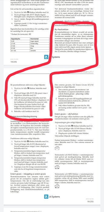 Instruktionsmanual för LK ICS.2 rumstermostater med steg-för-steg instruktioner och diagram.