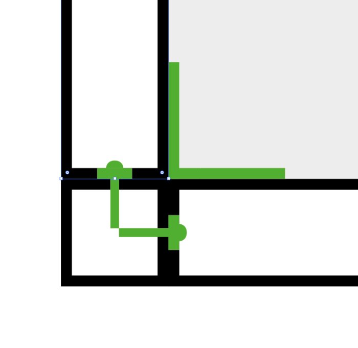 Schematisk bild av träkonstruktion med omlott reglar och förstärkningsvinkeljärn.