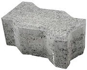 Grå gatsten av typen 10x20 cm för användning vid anläggning av carport.