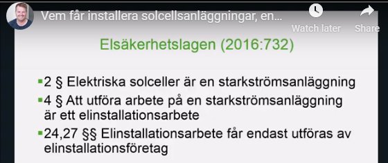 Skärmdump av en lagtext om elinstallation med titeln "Elsäkerhetslagen (2016:732)