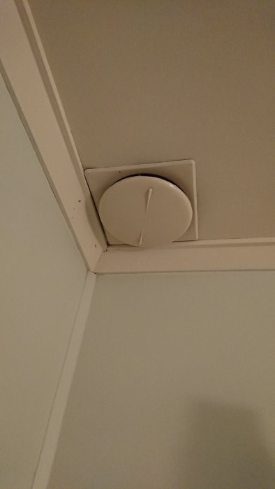 Ventil i taket kopplad till skorsten för husets ventilation och fuktavledning.