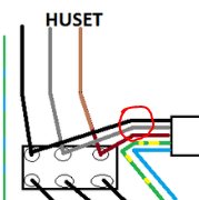 Ritning med inringat område som visar detalj av husanslutning.