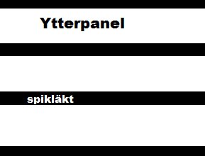 Schematisk illustration av en vägg med etiketterade delar: Ytterpanel och spikläkt.