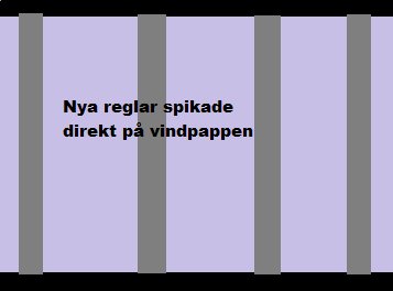 Illustration som visar nya reglar spikade direkt på vindpappen vid isolering av uthus.