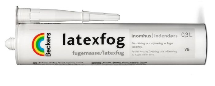 En tub latexfog från Beckers för inomhusbruk.