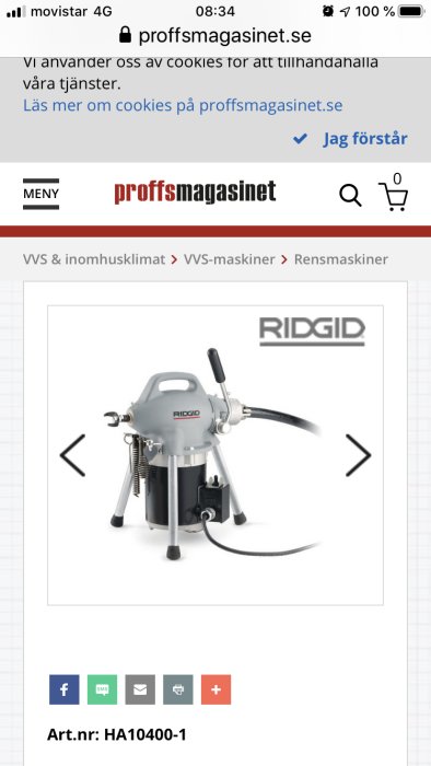 Motordriven roterande spiral rensningsmaskin för avloppsrensning.