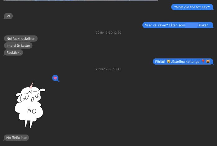 Tecknad bild av ett får med textballonger som säger "NO".