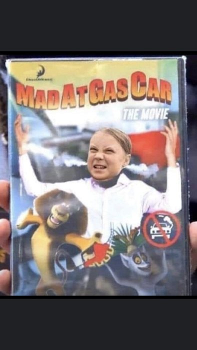 Filmomslag för "Madagascar" parodi med en fotomontage av en känd person som en karaktär.