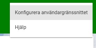 Dropdown-meny med alternativet "Konfigurera användargränssnittet" valt.