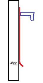 Schematisk diagramillustration av en ventil monterad på en vägg med våtrumsmatta för att förhindra vattenskador.