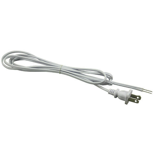 Elektrisk kabel med två ledare och standard 120V platt stickkontakt, ej dubbelmantlad.