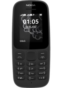 Svart Nokia mobiltelefon med knappsats och display visande tid och datum.