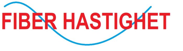 Logotyp för "FIBER HASTIGHET" med vågig linje som symboliserar nätverksanslutning.