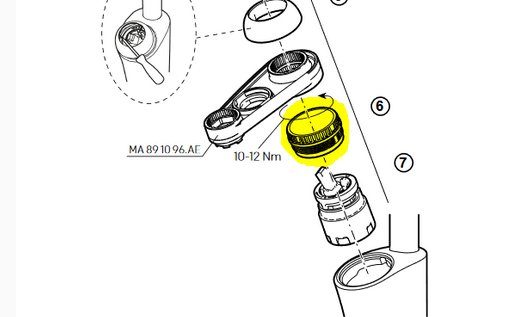 Diagram över en del med kuggar markerad i gult, refererad som MA 89 10 96AE, för byggprojekt.