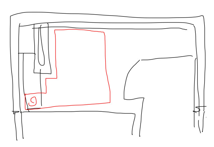 Schematisk teckning av anpassat verktygsförråd med integrerat sågstöd i locket.