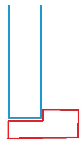 Enkel linjeskiss som illustrerar ett problem med anpassning av en 1920-tals tröskel mot ett golv eller vägg.