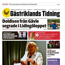 Framsida av Gästriklands Tidning med rubriker om händelser i Gävle och Lidingöloppet.