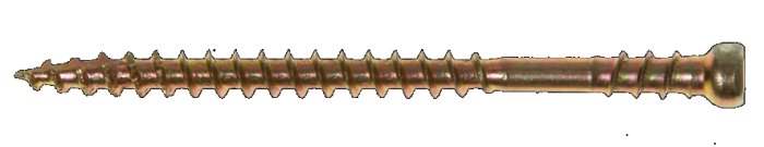 Gunnebos golv- och sockelskruv med litet huvud, idealisk för golvträ och väggpanel, syns på vit bakgrund.