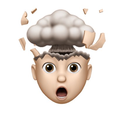 Emoji med ett ansikte som har en exploderande huvudtopp som symboliserar chock eller frustration.