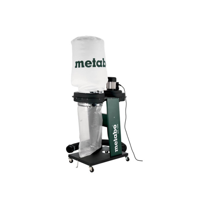 Oanvänd Metabo SPA 1200 spånsug i nyskick på en vit bakgrund.