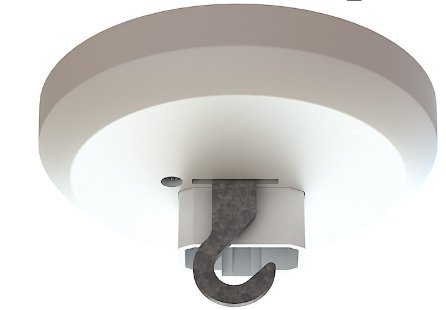Takfäste med krok för att hänga armatur på.