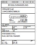 Ritning för bygglovshandling med texten 'Oringe 3:42 Laholmskommun' och stämpeln 'agnasARK'.