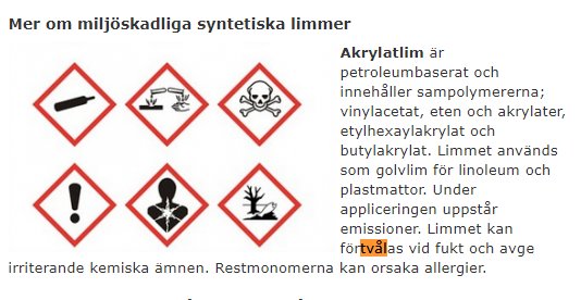 Illustration av farosymboler för hälsofarlig, miljöfarlig, explosiv, brandfarlig och giftig.
