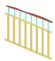 Illustration av sidovy av pulpettak på en friggebods stomme med markerad låg vägg och föreslagen förlängning.