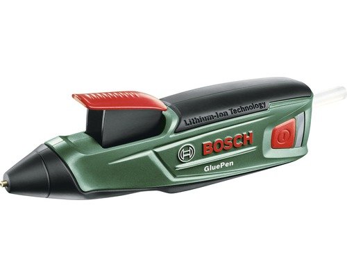 Bosch limpistol Glue Pen med grön och svart design och röd knapp.