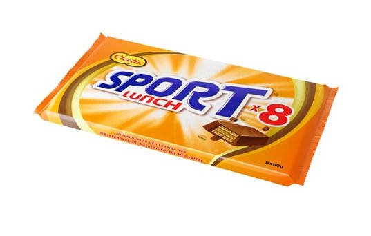 Förpackning av Cloetta Sportlunch chokladkaka multipack med 8 stycken